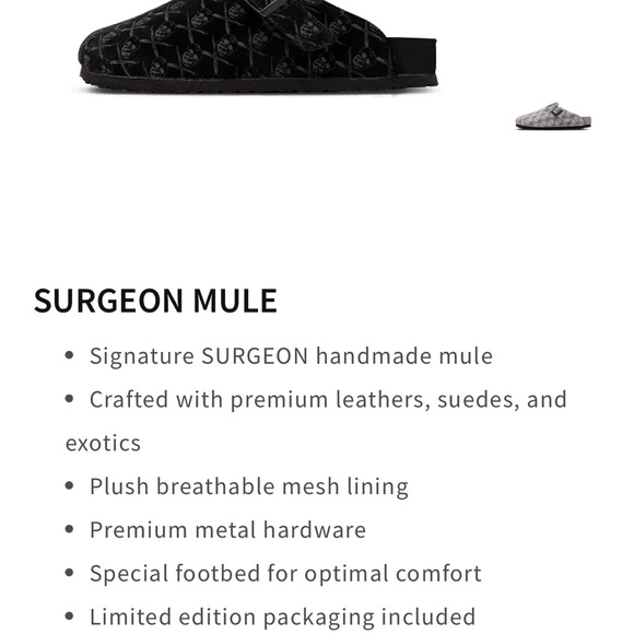 The Shoe Surgeon Monogram Mule / Black / Men\'s 9 Brand New Retail